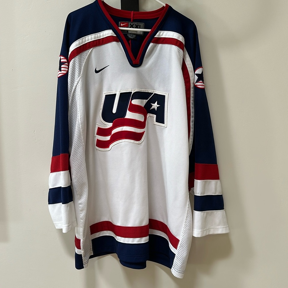 Vintage 2002 Nike Team USA Hockey Jersey Mens XXL White Winter Olympics Stitched